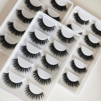 Extensions de cils en vison 5D, 5 paires en stock, super désordonnées, pack croisé, faux cils en vison en vrac