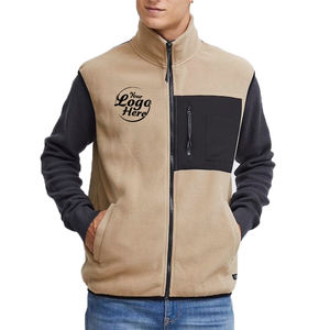 Veste à col montant avec fermeture éclair Color Block Sweat-shirt polaire d'hiver pour homme avec poches chaudes et poignets réglables - Product Image 1