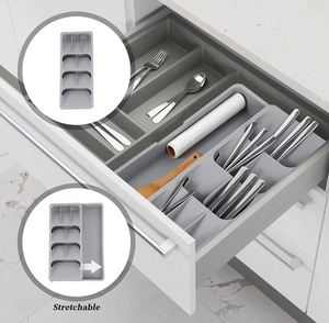 Folding Kitchen Cabinet <b>Drawer</b> Compartment Chopsticks Holder Food Grade PP Multifunction <b>Storage</b> Box - Product Image 2