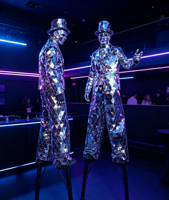 Costume de miroir réfléchissant pour homme, tenue de performance intégrale, idéal pour spectacles, festivals, fêtes et événements scéniques