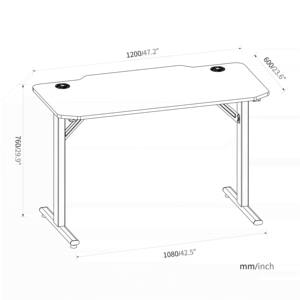 Escritorio de juegos de escritorio con textura de fibra de carbono negro de diseño moderno con monturas en V para el hogar/oficina/sala de ordenadores carga 80kg/177lbs - Product Image 6