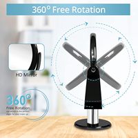 Cermin Kosmetik Meja Lipat Portabel Dua Sisi Akrilik+Kaca Putar 360 Derajat Lapisan Perak 6.25INCI 1X/5X/10X Rias Wajah