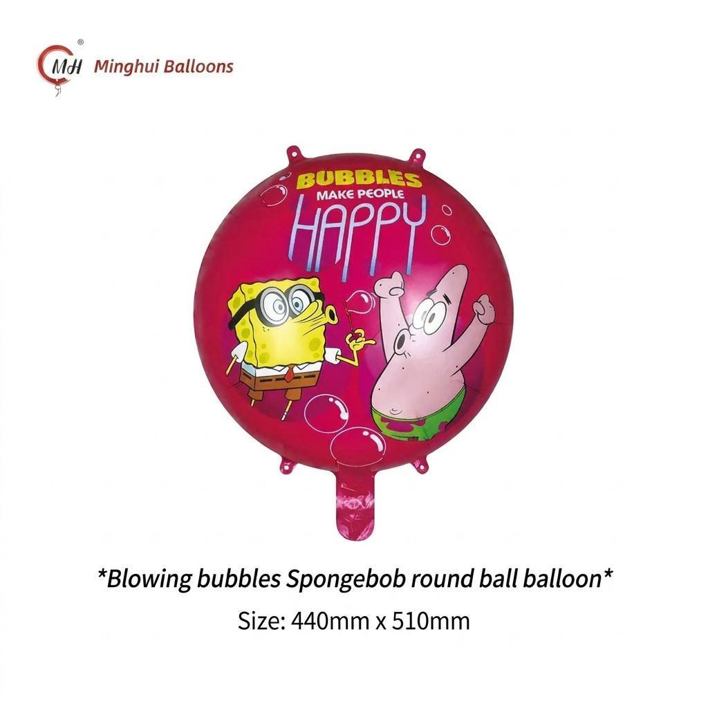Palloncino rotondo a forma di sfera con bolle di sapone di Spongebob