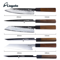 Ensemble de couteaux japonais en acier AUS-10, couteau de chef Gyuto avec manche en bois, dureté 60 Rockwell, finition hautement polie, ambidextre