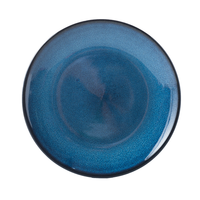 Assiette japonaise écologique en porcelaine, style américain, bleu émaillé, ronde, pour la cuisine, les plats occidentaux, les desserts, les salades, les steaks.