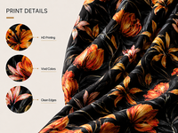 Tissu satiné mat imprimé numérique personnalisé motif floral lys foncé, doux, 79 g/m², pour robes, gowns et chemisiers
