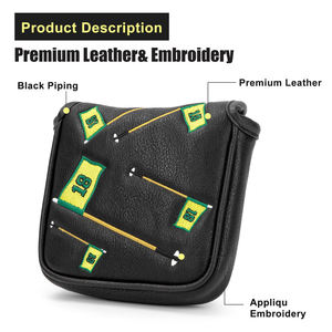 Latest Design Embroidery Green Flag <b>Golf</b> <b>Head</b> <b>Cover</b> Waterproof Magnetic <b>Club</b> Square Mallet Putter <b>Cover</b> - Product Image 5