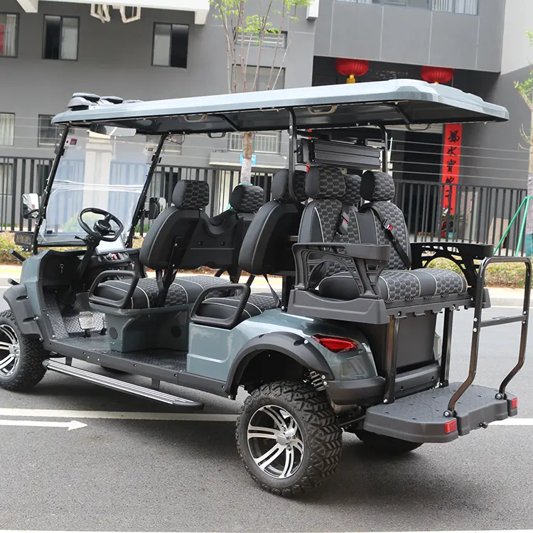 2024 The New customized 5kw motor street legal grey color electric golf cart 6 seater used for resort/hotel/beach in USA