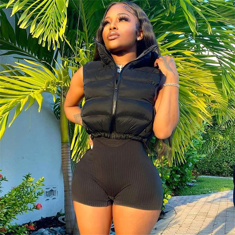 Модный простой однотонный хлопковый жилет на молнии, женский зимний топ 2021, Уличная Повседневная одежда, теплая парка с подкладкой, стоимость Y2K, майка, куртка