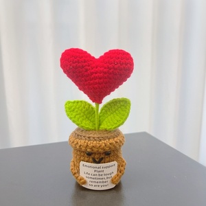 Finished Hand-woven Mini Heart Pot Flower Crochet Office Decoration Car Accessories - Product Image 5