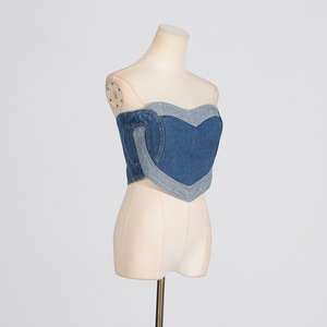Nouveau débardeur court en <span class=keywords><strong>jean</strong></span> sexy et tendance pour <span class=keywords><strong>femme</strong></span>, style streetwear, avec fermeture éclair, dos nu et <span class=keywords><strong>sans</strong></span> manches, idéal pour l'été - Product Image 3