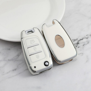 Housse de <span class=keywords><strong>clé</strong></span> en TPU à garniture argentée à 3/4 boutons pour <span class=keywords><strong>Hyundai</strong></span> Tucson L/Sonata-Étui de protection anti-rayures avec crochet - Product Image 4