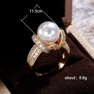 Anillo de Perlas de Oro Sólido de 18K para Mujer F668 con Diamante Natural de Corte Brillante Redondo, Joyería de Boda - Product Image 5