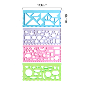 Juego <span class=keywords><strong>de</strong></span> 4 Reglas Geométricas <span class=keywords><strong>de</strong></span> Plástico <span class=keywords><strong>Plantillas</strong></span> <span class=keywords><strong>de</strong></span> Dibujo Multiforma Útiles Escolares para Niños - Product Image 6