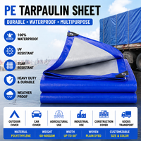 Bâche en PE 200 g/m² imperméable et résistante aux UV avec œillets renforcés pour la couverture de camions, voitures, fermes et chantiers de construction