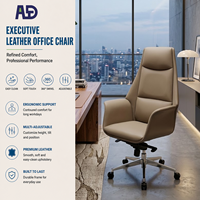 Chaise de bureau de direction Aston S-081A, moderne, luxueuse, ergonomique, dossier haut, cuir véritable, chrome, hauteur réglable, pivotante