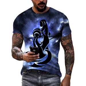 T-shirt da uomo casual in 100% poliestere, lavorata a maglia, traspirante, girocollo, a maniche corte, vestibilità ampia, con grafica <span class=keywords><strong>3D</strong></span> digitale a costellazioni - Product Image 3