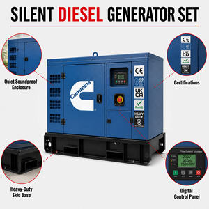 Groupe électrogène silencieux 20 kVA 30 kW 50 kVA 100 kVA, groupe électrogène diesel avec moteurs Ricardo, Cummins, Kofo, Yangdong, Weichai - Product Image 3