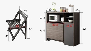 Tavolo pieghevole creativo e sedia set di tavoli da pranzo multiuso con sedia tavolo salvaspazio - Product Image 4