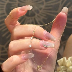 Exquisito Collar de Plata de Ley S925 con Diseño de Tres Piedras de Circonita en Forma de Gota de Agua, Simple y Elegante, las Lágrimas de las Estrellas - Product Image 3