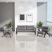 Canapé d'angle moderne pour mobilier commercial, ensemble de canapés de bureau en cuir, fauteuil 3 places, canapé de bureau professionnel