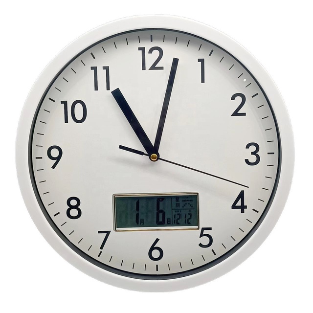 Home Decoration Electronic LED Display Digital Wall Clock Calendar Temperature Function Battery Operated White Europe Style