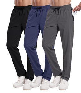 Set di 3 <span class=keywords><strong>Pantaloni</strong></span> Sportivi da Uomo <span class=keywords><strong>con</strong></span> Tasche <span class=keywords><strong>con</strong></span> Zip, per Allenamento, Palestra, Corsa, Escursionismo, <span class=keywords><strong>Pantaloni</strong></span> Jogger Elasticizzati e Traspiranti - Product Image 2