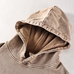 Bán Buôn Unisex 450gsm 100% Cotton Heavyweight Trống Thời Trang Quá Khổ Rửa Hoodies Cho Nam Giới Với Túi - Product Image 3