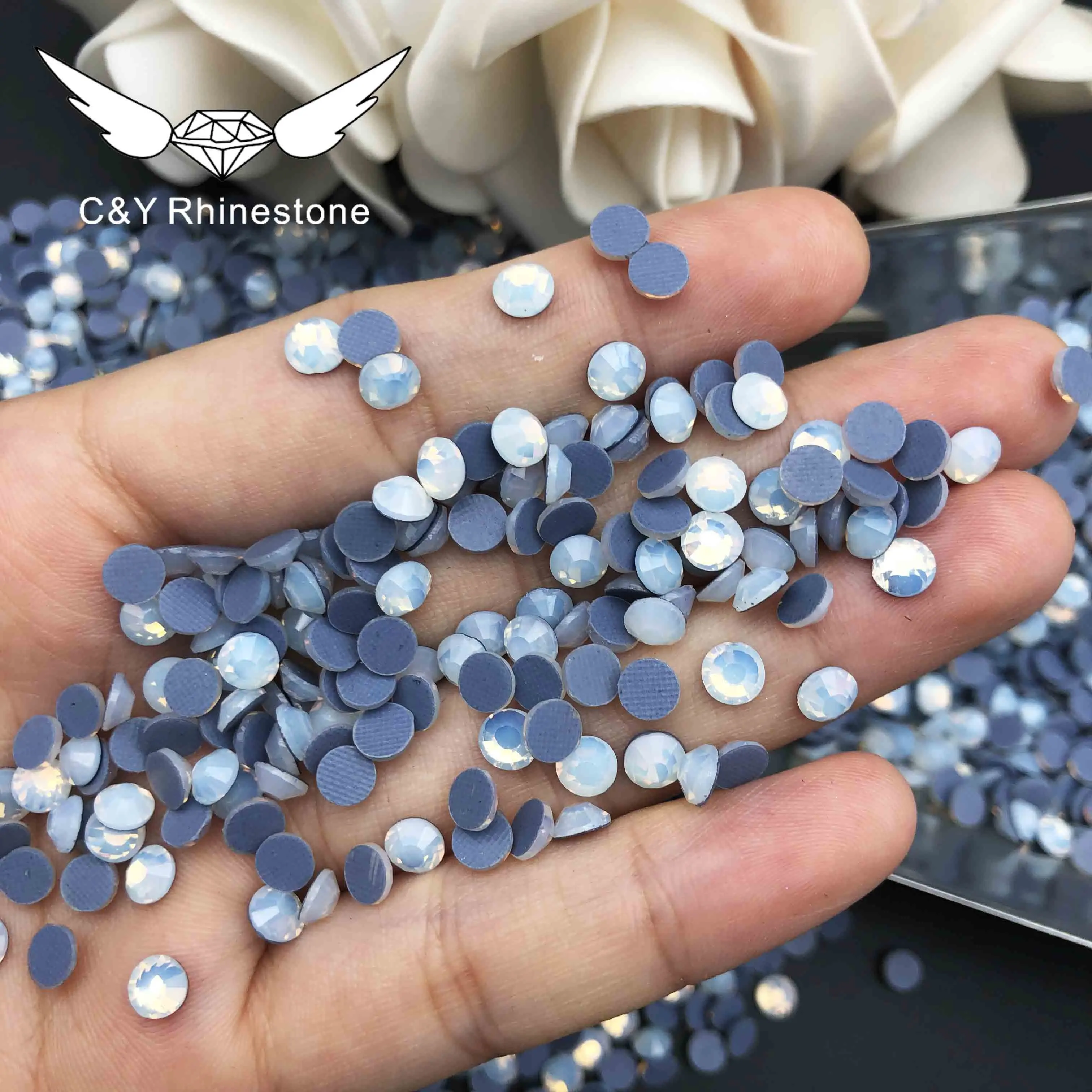 CY SS10 White Opal Colors Hotfix Flatback Rhinestone for Garment Application