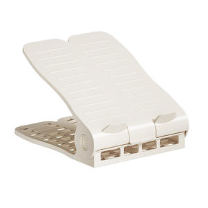 Étagère à chaussures réglable à double niveau, support de rangement en plastique blanc et gris, type rectangulaire sur pied pour usage domestique - Product Image 1