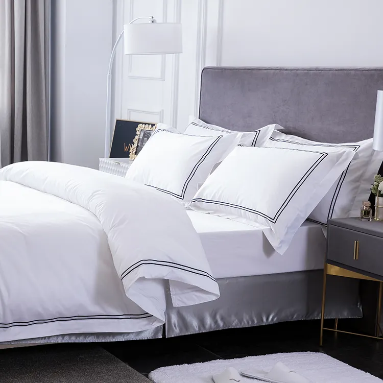 Дизайн вышивки Easton 400TC 100% хлопок постельное белье для отеля пушистый Комплект постельного белья гостиничные простыни