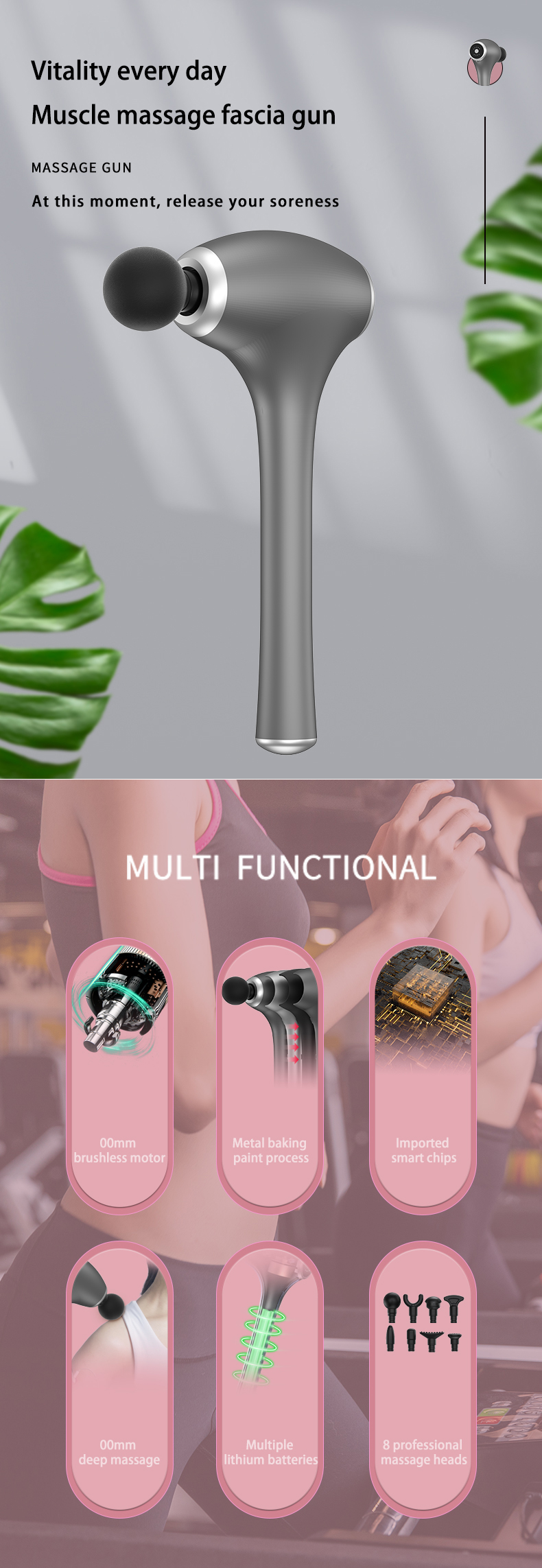 Mini Best Cheap Percussion Rechargeable Battery Cordless Pistolet Muscle Massage Gun Fascia Massager