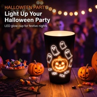Gobelet LED activé par l'eau, cadeaux de fête d'Halloween, logo personnalisé, gobelet lumineux avec 3 piles LR44, 14 oz, vaisselle de fête
