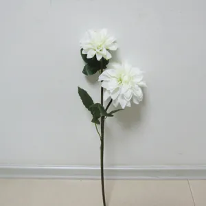 62CM Faux Dahlia Flowers 2 Big Heads Floral For Home & Wedding Decorative Silk Spray Dahlia Flowers