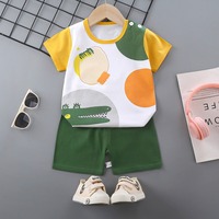 Ensemble de vêtements pour bébés garçons et filles, en coton, manches courtes, imprimé animal, tenue d'été deux pièces, unisexe, pour tout-petits, de 6 mois à 6 ans