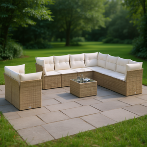 Pe <b>Rattan</b> Garden <b>Sofa</b> Set 6 Seater Outdoor Furniture Contemporary Design Weather Resistant - Product Image 2