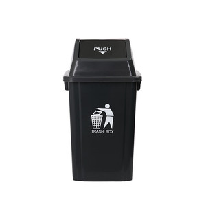 <b>Large</b> Capacity Trash Can Rectangle Hinged Lid Indoor Outdoor Use Black Color Waste <b>Bin</b> - Product Image 1