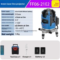 Niveau laser industriel Dongcheng FF06-11E2 à double alimentation, ligne croisée, lumière verte, automatique, 2-3-5 lignes