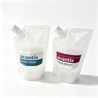 Pochette souple en plastique de 500 ml avec bec verseur, personnalisable, avec bouchon à vis pour lessive et adoucissant textile