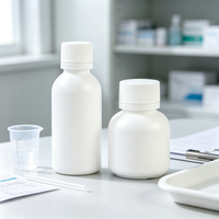 Flacon de 70 ml en PEHD pour médicaments liquides, avec bouchon à vis, opaque, pour liquides oraux, réactifs chimiques, emballage pharmaceutique