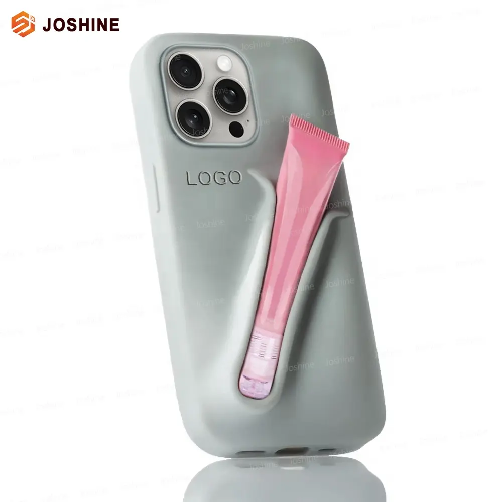 Rouge à lèvres Lipgloss Holder Mignon En Gros Forme De Lèvres Baume En Silicone 3D Brillant À Lèvres Téléphone Cas Pour iPhone 15 14 Pro Max Avec