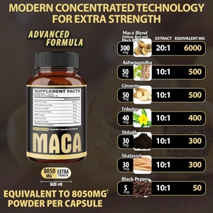 OEM <b>7</b> in 1 Maca Pills Organic Supplement Vegan Power Plus Black Maca Root Capsules Maca Plus Capsules - Product Image 3