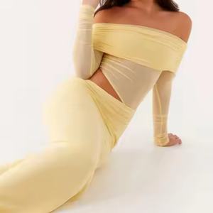 เดรสลำลองชายหาดฤดูร้อนสำหรับผู้หญิงรุ่นใหม่ปี 2025 เซ็กซี่ ไร้แขน เปิดไหล่ ลายเรียบ ทอผ้าอย่างดี - Product Image 4