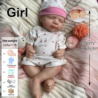 Poupée Bébé Reborn en Silicone Souple et Solide de 18 Pouces avec Articulations Mobiles et Expression Somnolente, Idéale pour les Achats en Gros pour Boutiques de Cadeaux