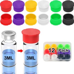 สำหรับอินซูลิน ฝาครอบซิลิโคนแบบ 12 ชิ้น สำหรับขวดแก้ว ป้องกันการรั่วซึม ป้องกันฝุ่น ใช้ซ้ำได้ ฝาครอบสำรองสำหรับบรรจุภัณฑ์ - Product Image 2
