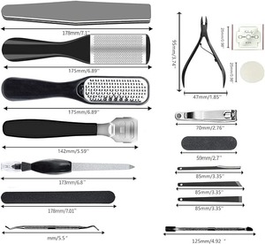 Ensemble de manucure et pédicure en acier inoxydable noir, 7 pièces, coupe-cuticules, lime à ongles, fourchette à cuticules, outils de soin des orteils et des doigts - Product Image 5