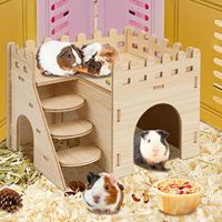 Maisons de hamster en bois cachettes faciles à assembler château de hamster en bois lit de maison de petit animal avec escalier
