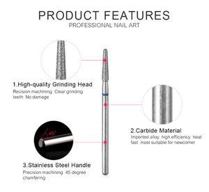 Fraise à cuticules diamantée en acier inoxydable 3/32, grain F M, pour le retrait du vernis gel, pour manucure professionnelle - Product Image 3