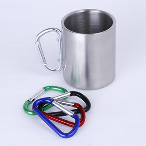 Stainless Steel Hiking Mug 300ml Double Walled With Carabiner Handle Outdoor Coffee <b>Cup</b> Portable Travel Mug - Product Image 2