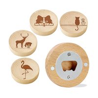 Aimant de réfrigérateur personnalisé Ouvre-bouteille rond en bois Ouvre-bouteille magnétique magnétique
